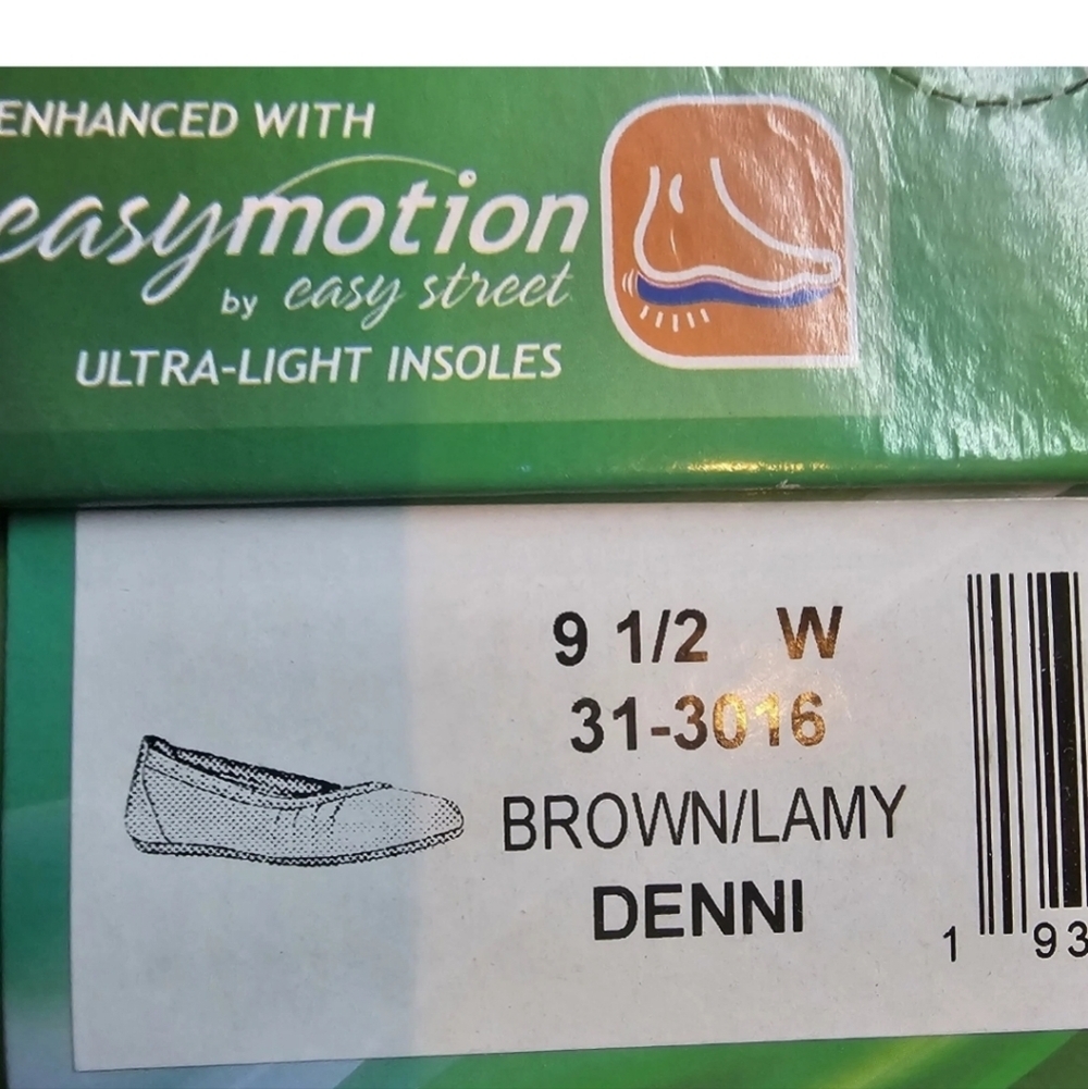 Easy Street Womens Denni Shoes Ballet Flat Slip On Manmade Casual Brown 9.5 W - Picture 3 of 12